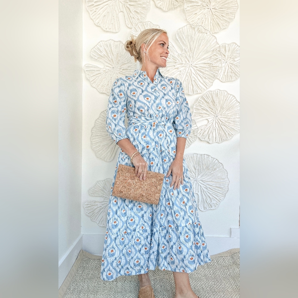 Boutique Block Print Cotton Shirt Dress for Plus Size